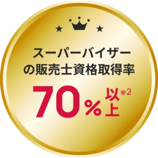 スーパーバイザーの販売士資格取得率 70%以上※2
